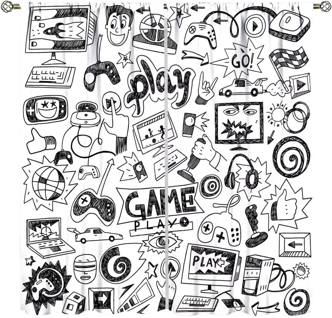 Retro Gaming Youtube - Gaming Video Game Curtain Decor Gamer