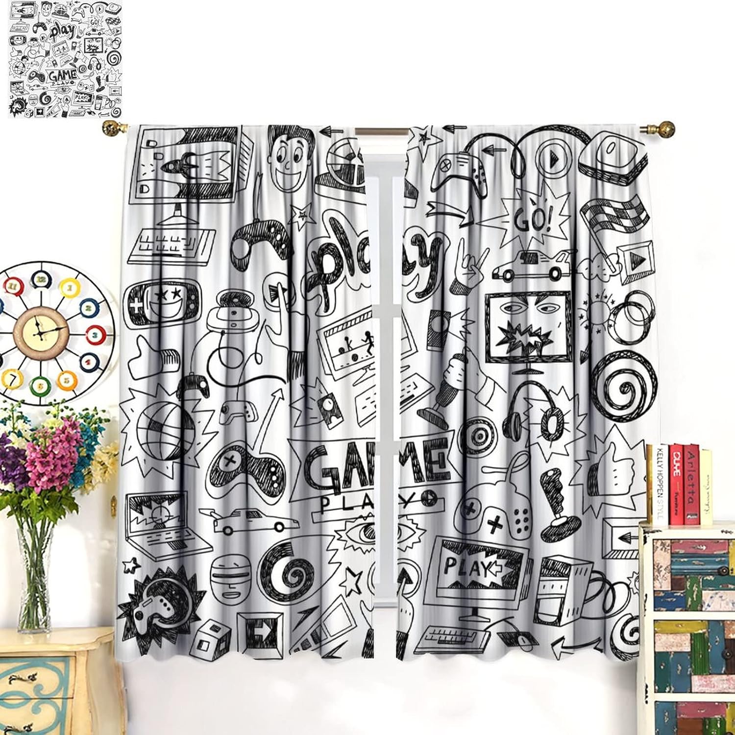 Gaming Video Game Curtain Deco - Retro Gaming Youtube review and price