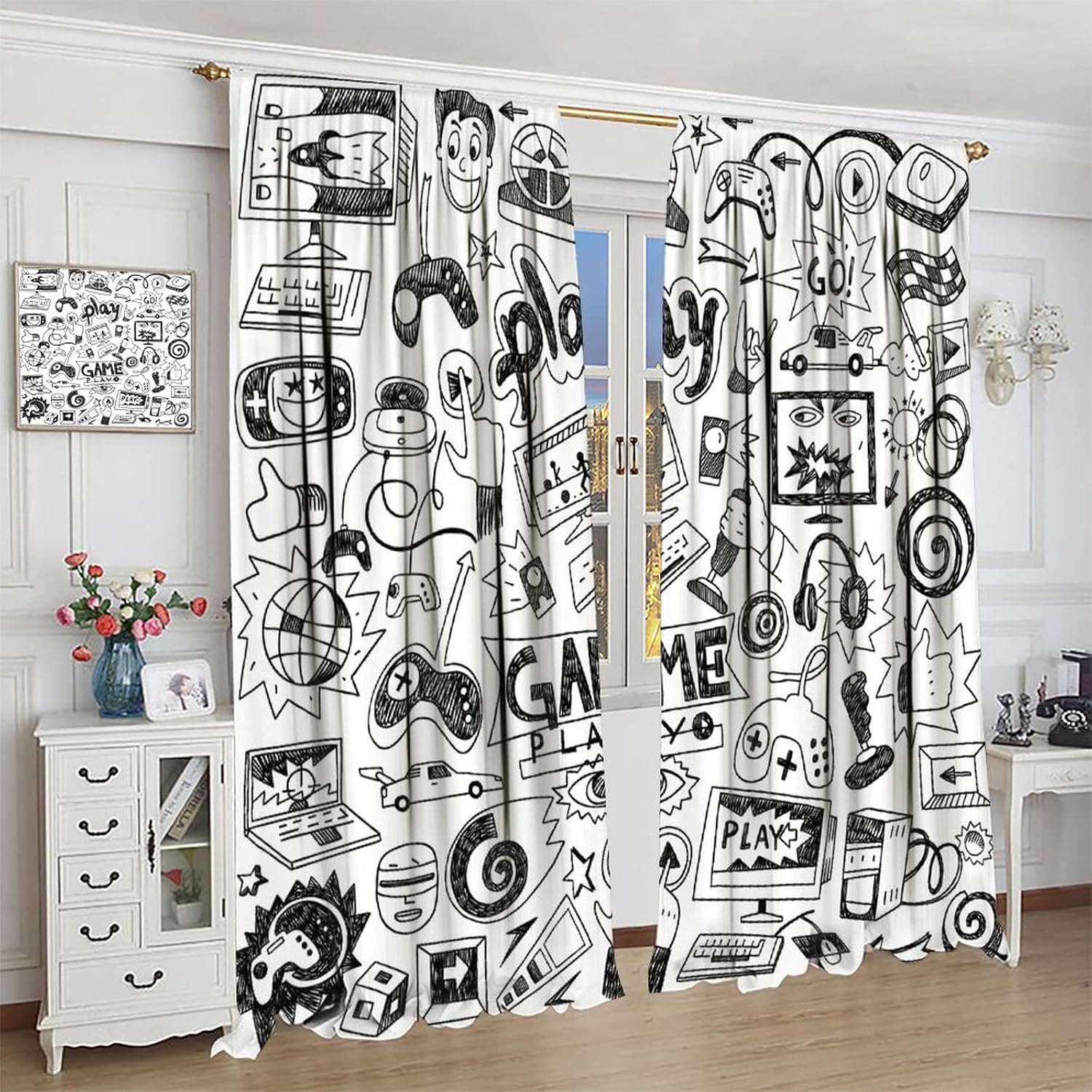 Gaming Video Game Curtain Deco - Retro Gaming Youtube review and price